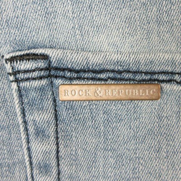 ROCK & REPUBLIC Khloe Unhemmed Frayed Hem Jean Skirt Plus Size 22W Stretch Denim - Picture 9 of 12